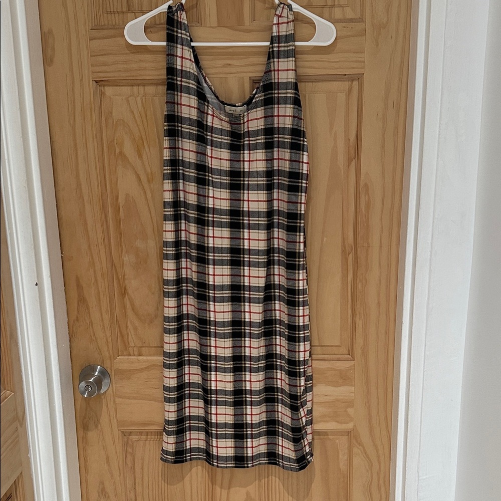Love J Plaid Dress in Black and Cream